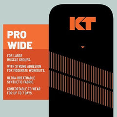 KT Tape pro wide aplicada en espalda baja, soporte estable y duradero