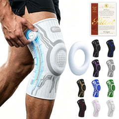 Kuangmi vista frontal del soporte de rodilla mostrando diseño y cierre knob para mejor sujeción