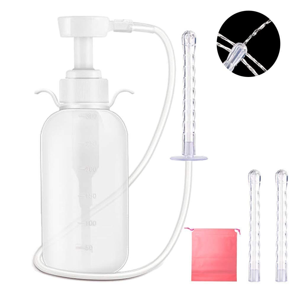 Kueysing vista frontal del kit mostrando botella 300 ml y boquillas, higiene controlada