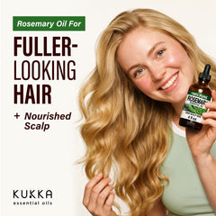 KUKKA essential oils primer plano del tapón y etiqueta legible para confianza