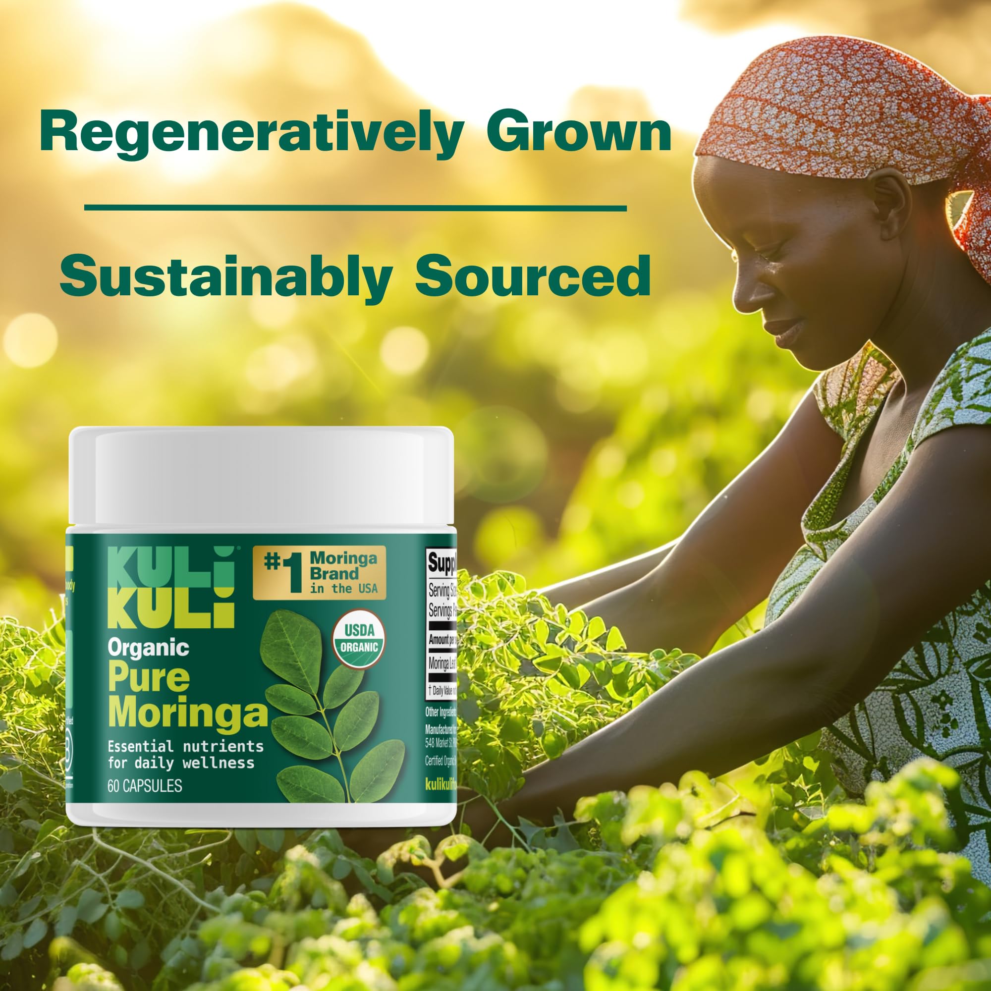 Productoras cuidando moringa Kuli Kuli apoyo sostenible visible