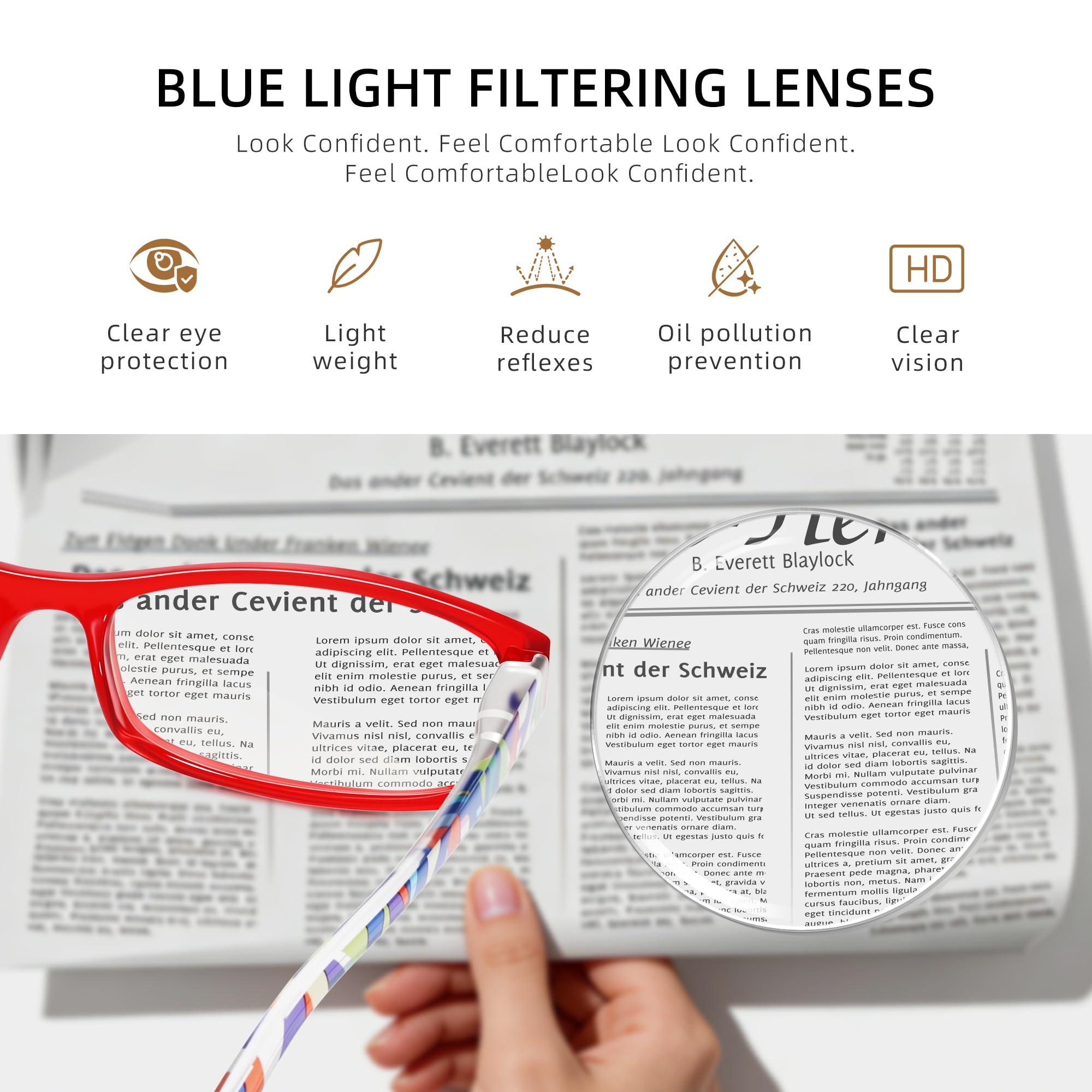 kunchu gafas en uso leyendo libro para mayor comodidad visual