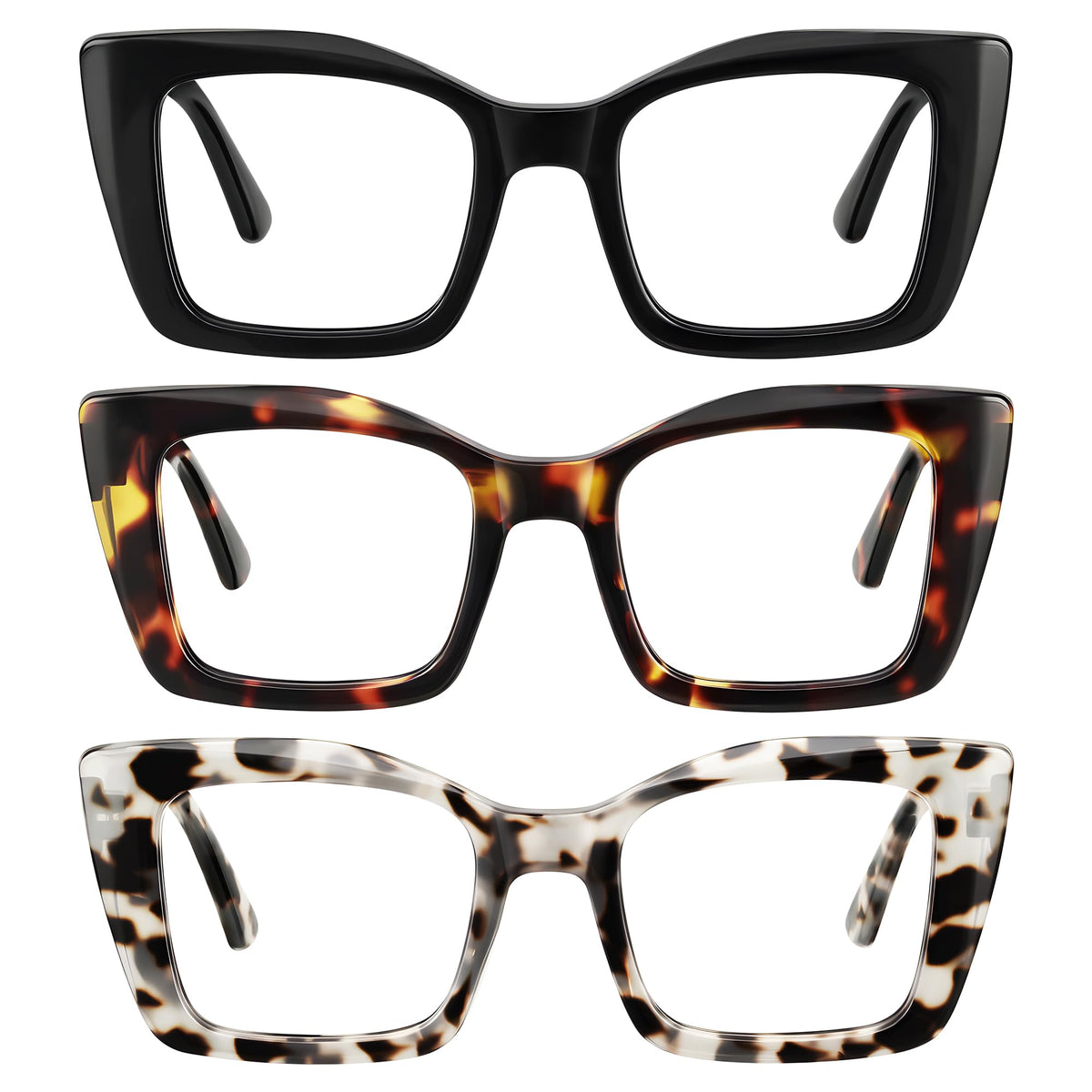 kunchu gafas frontal pack tres colores, estilo elegante y versátil
