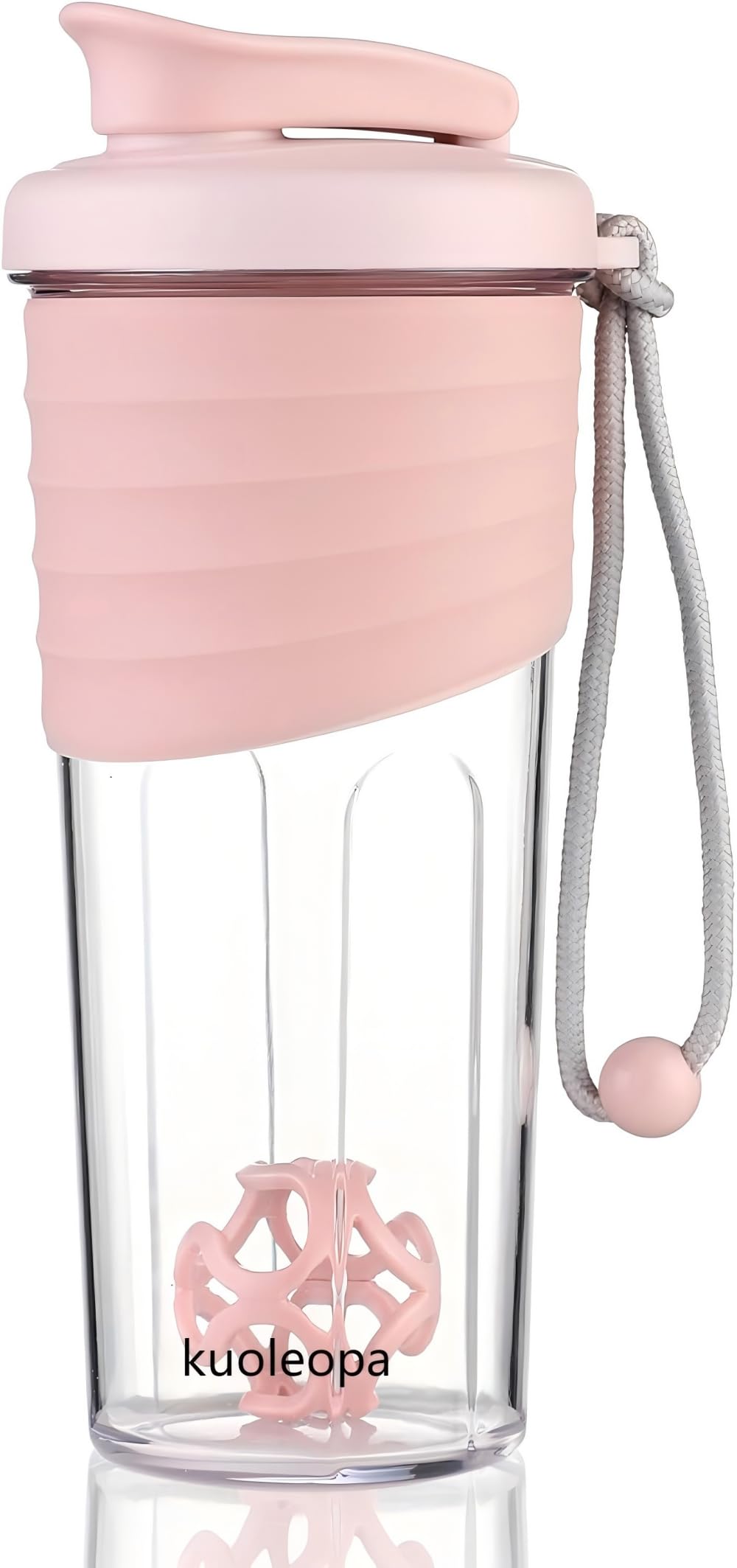 kuoleopa botella frontal rosa mostrando diseño ergonómico y transporte fácil