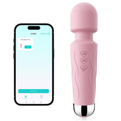 Kverg vista frontal del masajeador rosa con control y diseño ergonómico, comodidad inmediata