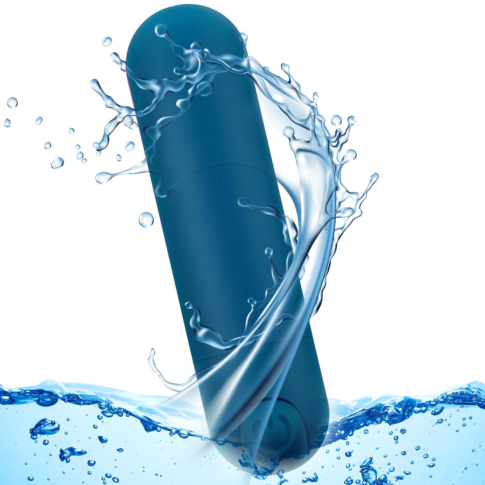 Kverg imagen frontal del masajeador azul mostrando diseño compacto y discreto