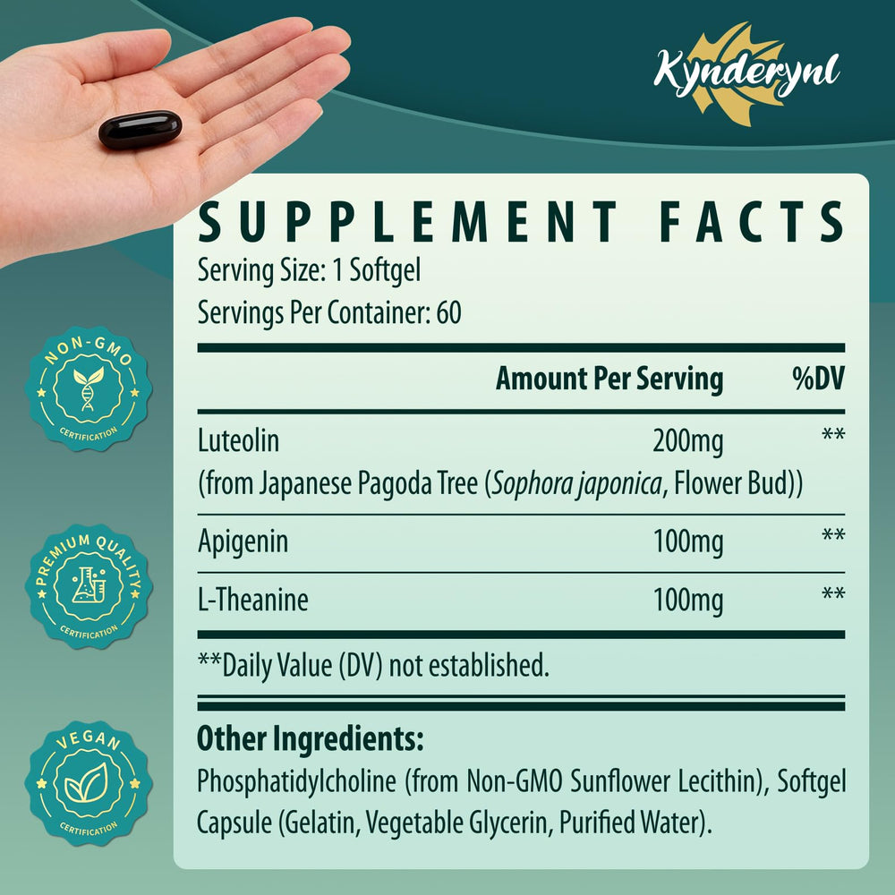 Kynderynl Liposomal Luteolin 200mg: estudiante estudiando con apoyo a la concentración.