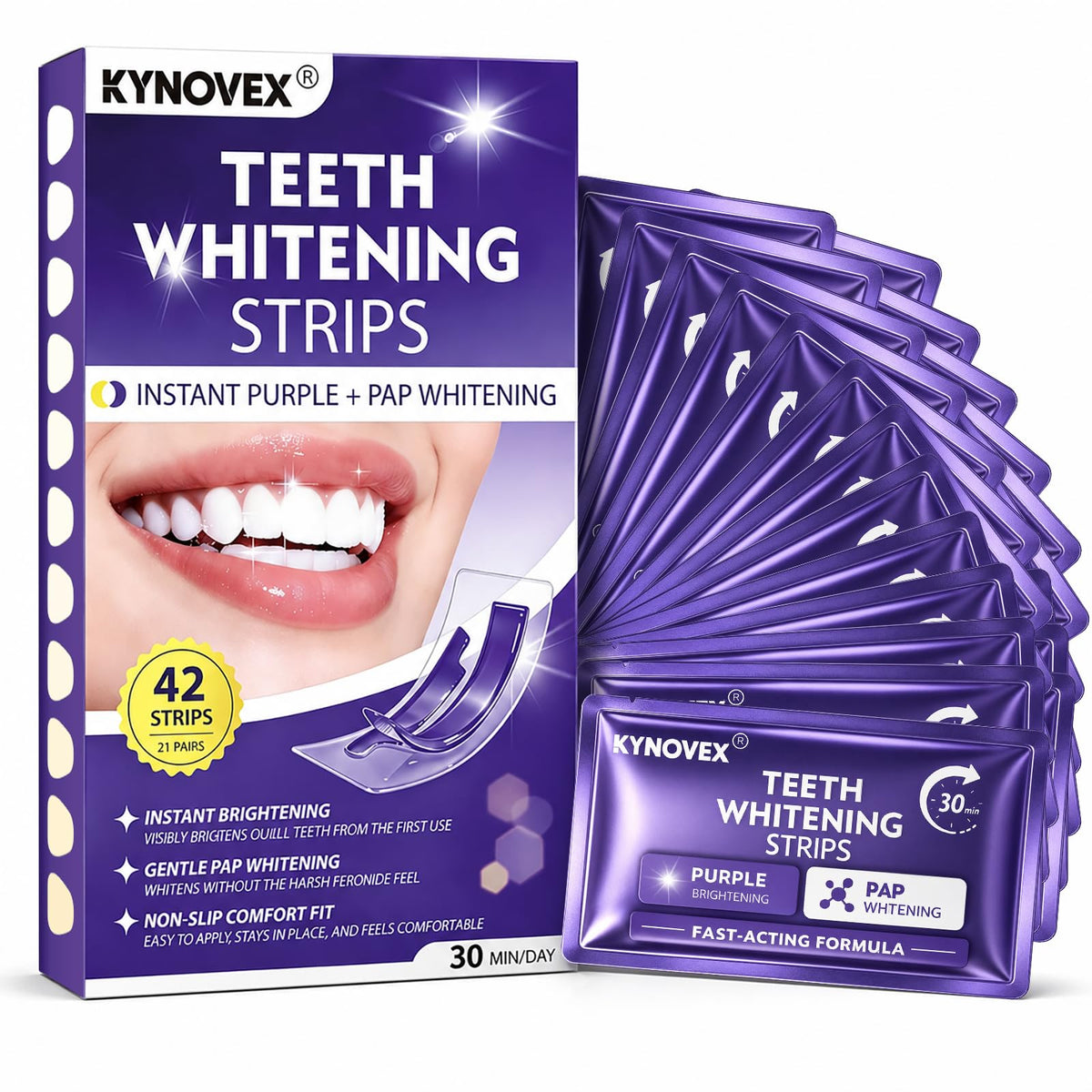 KYNOVEX empaque frontal morado mostrando cantidad y beneficio rápido