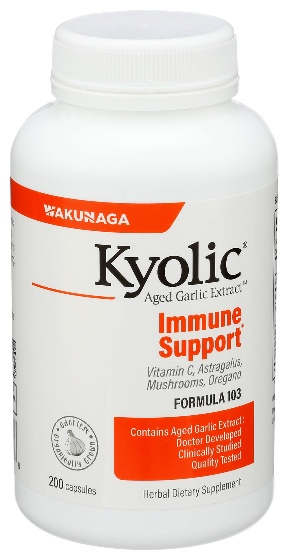 Kyolic etiqueta con lista de ingredientes y claridad de composición