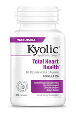 Kyolic envase frontal mostrando etiqueta y beneficios para el corazón