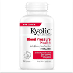 Kyolic envase frontal de Fórmula 109 mostrando 160 cápsulas y beneficio cardiovascular