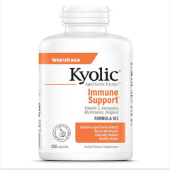 Kyolic envase frontal Formula 103 mostrando presentación y tamaño, confianza de marca