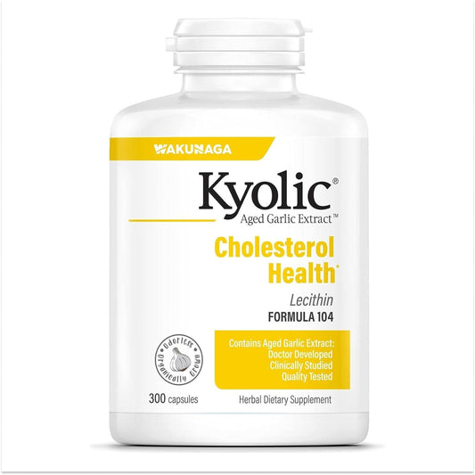Kyolic envase frontal Formula 104 muestra cantidad y presentación beneficios de suministro