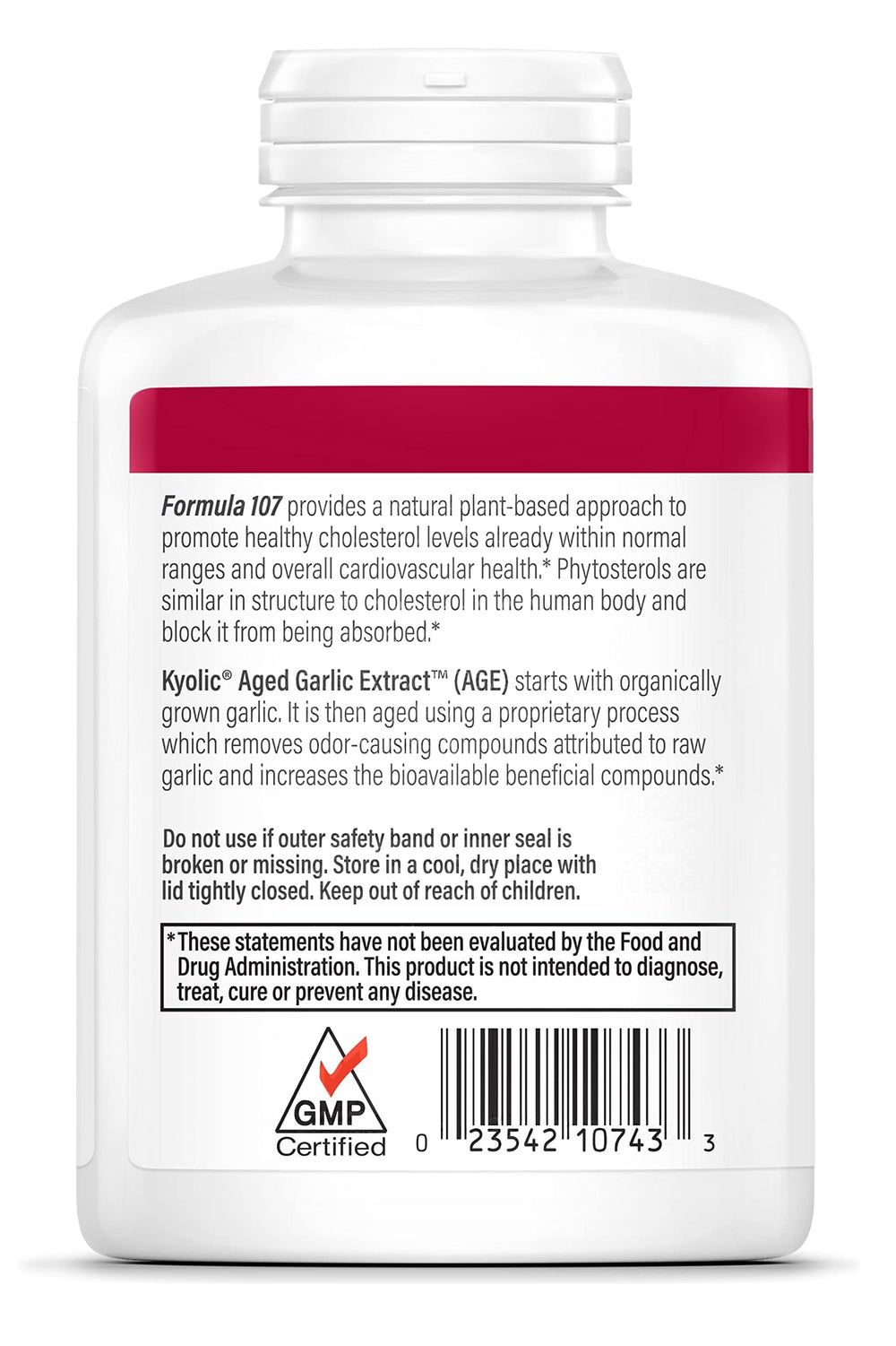 Kyolic ajo envejecido y fitoesteroles ingredientes clave visibles