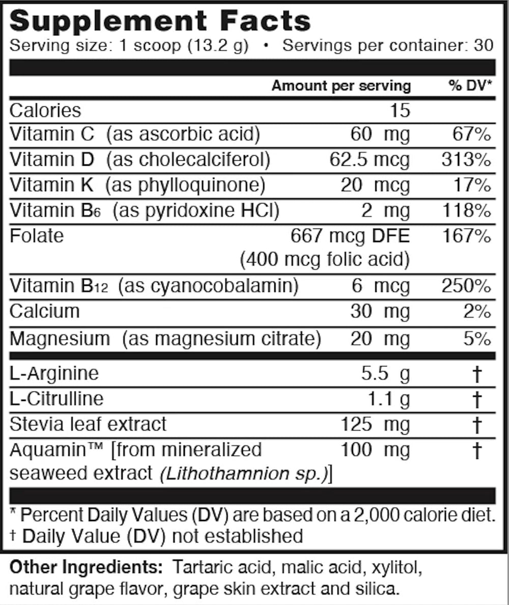 L-ARGININE PRO primer plano del polvo para apreciar textura fina y mezcla fácil