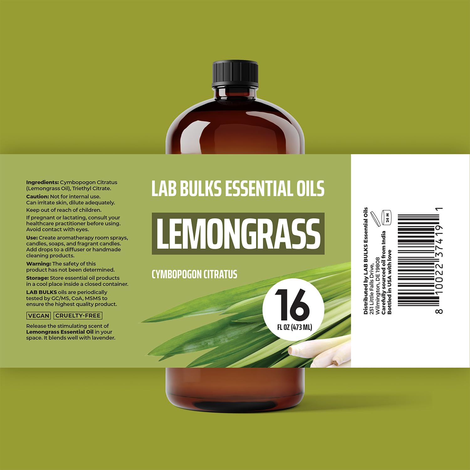 Lab Bulks detalle del frasco ámbar protegiendo el aceite