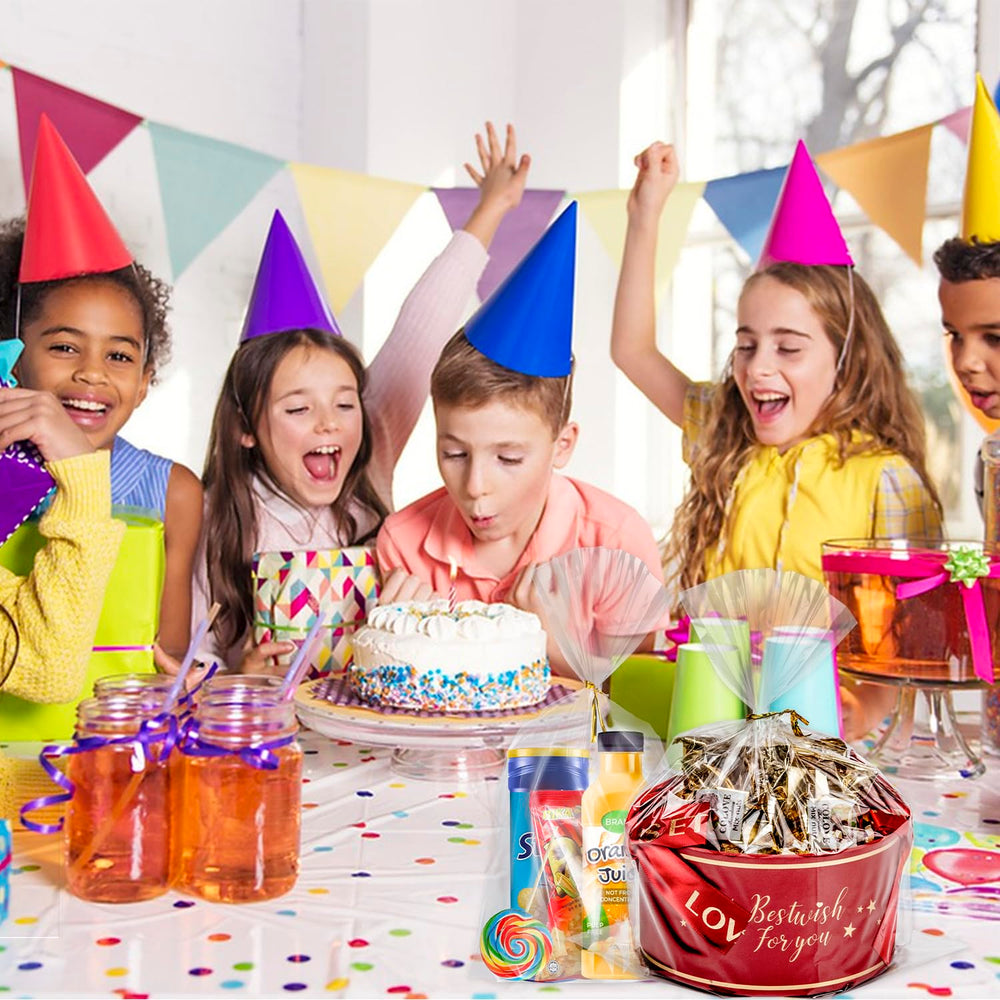 Labeol escenario de fiesta con bolsas usadas como regalos decorativos