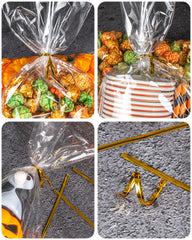 Labeol bolsas usadas en una mesa de fiesta mostrando apariencia profesional
