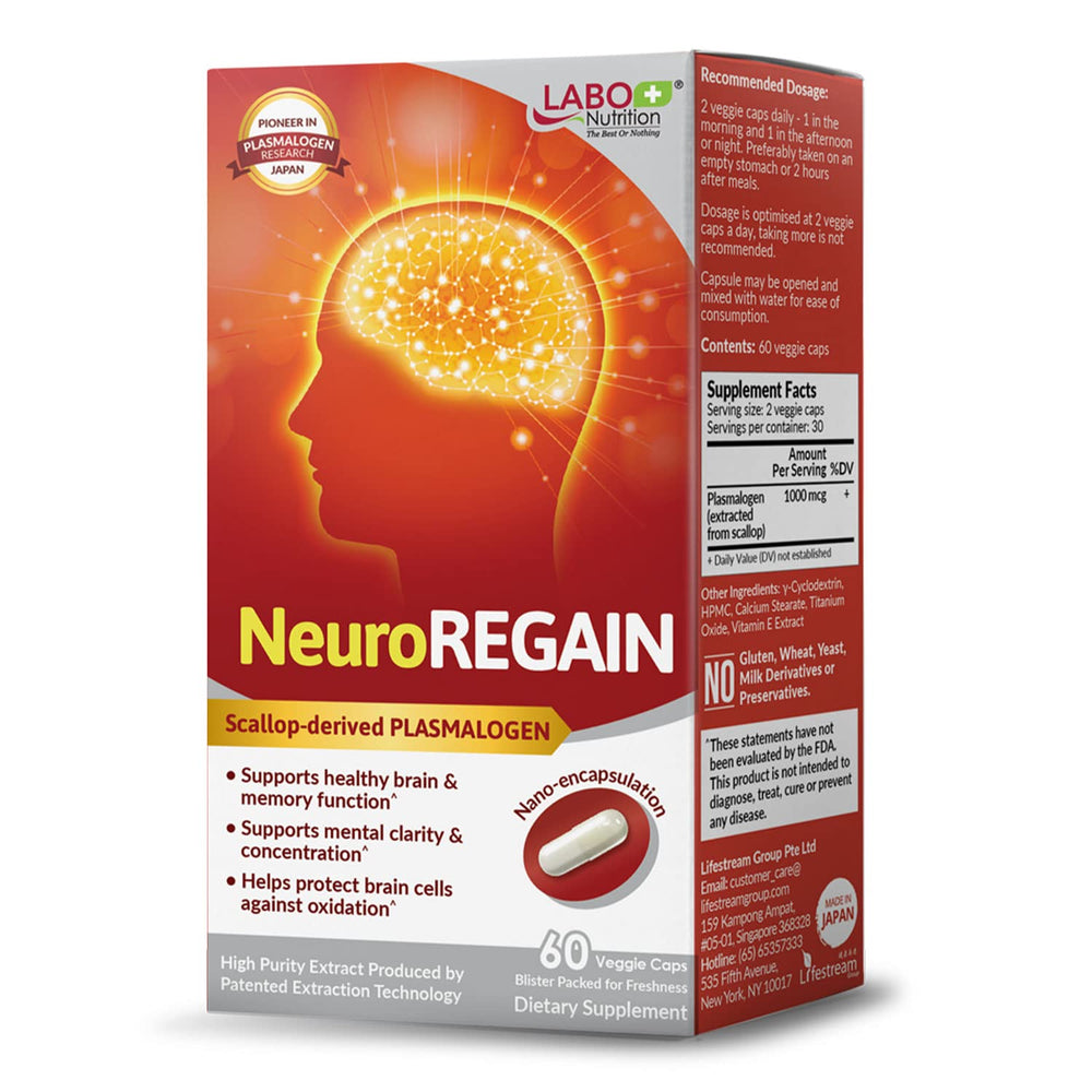 LABO Nutrition envase frontal mostrando NeuroREGAIN y beneficio cognitivo