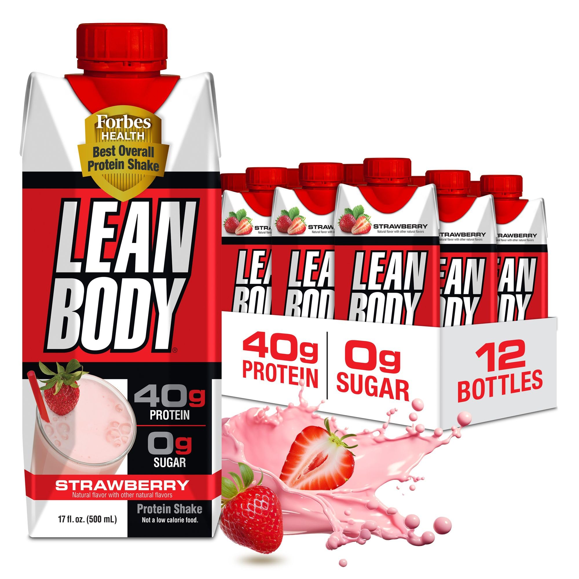 Labrada botella frontal fresa mostrando diseño reciclable y alto contenido proteico