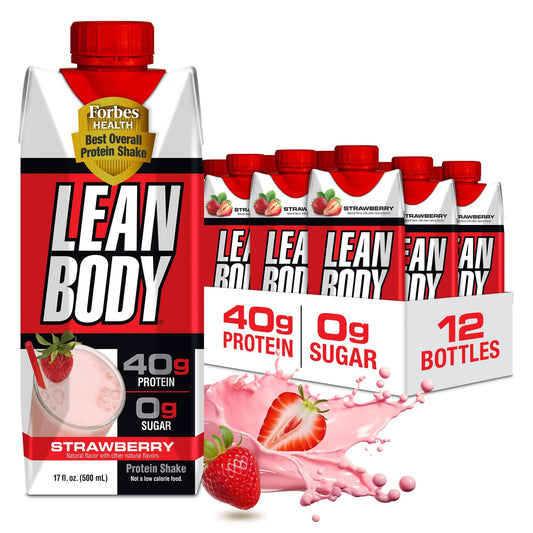 Labrada botella frontal fresa mostrando diseño reciclable y alto contenido proteico