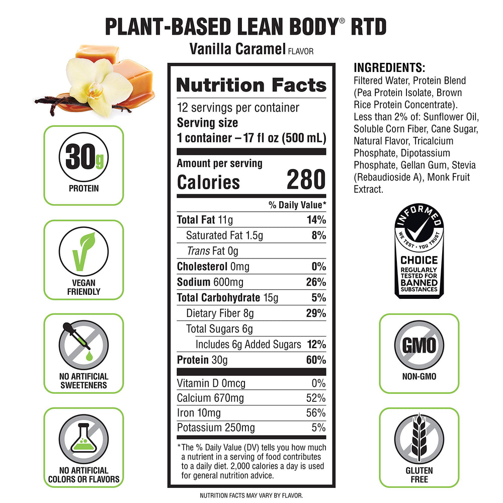 Labrada etiqueta nutricional destacando 30 g de proteína por porción
