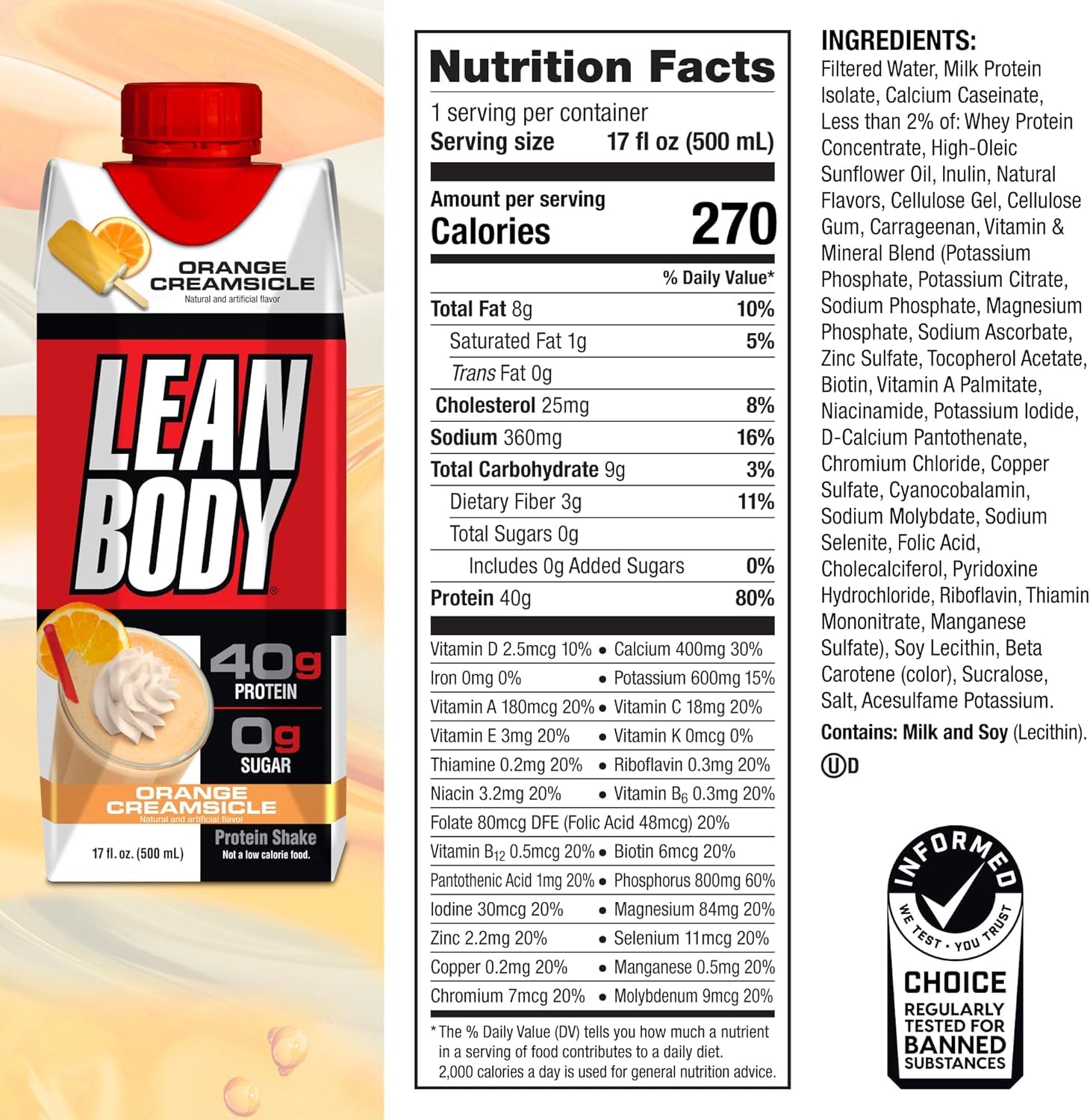 Comparación de tamaño del envase Labrada 17 fl oz junto a una botella de agua para escala