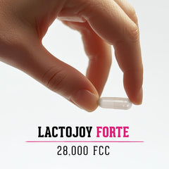 LactoJoy en mesa con varios platos mostrando protección durante comidas largas