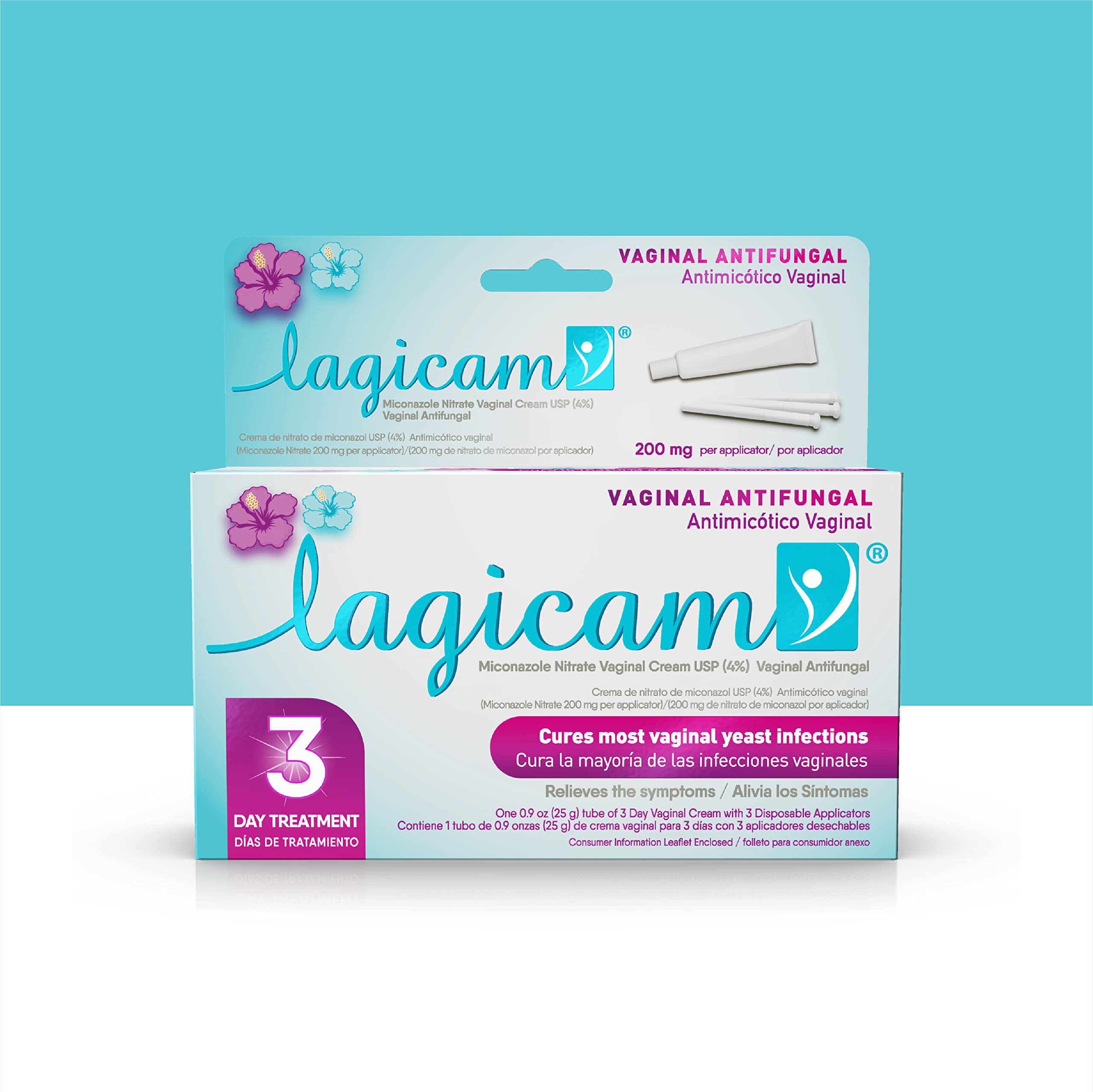 LAGICAM V frente del empaque mostrando kit completo y beneficio de tratamiento rápido