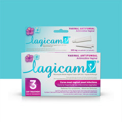 LAGICAM V frente del empaque mostrando kit completo y beneficio de tratamiento rápido