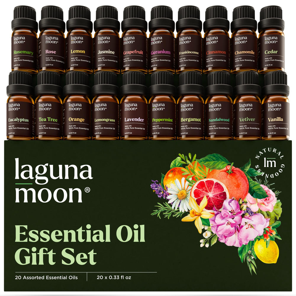 Lagunamoon set frontal mostrando las 20 botellas para variedad aromática