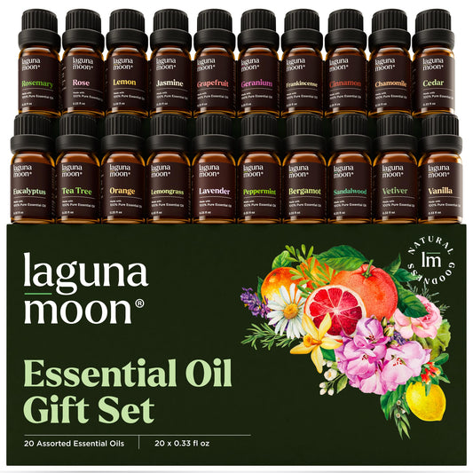 Lagunamoon set frontal mostrando las 20 botellas para variedad aromática