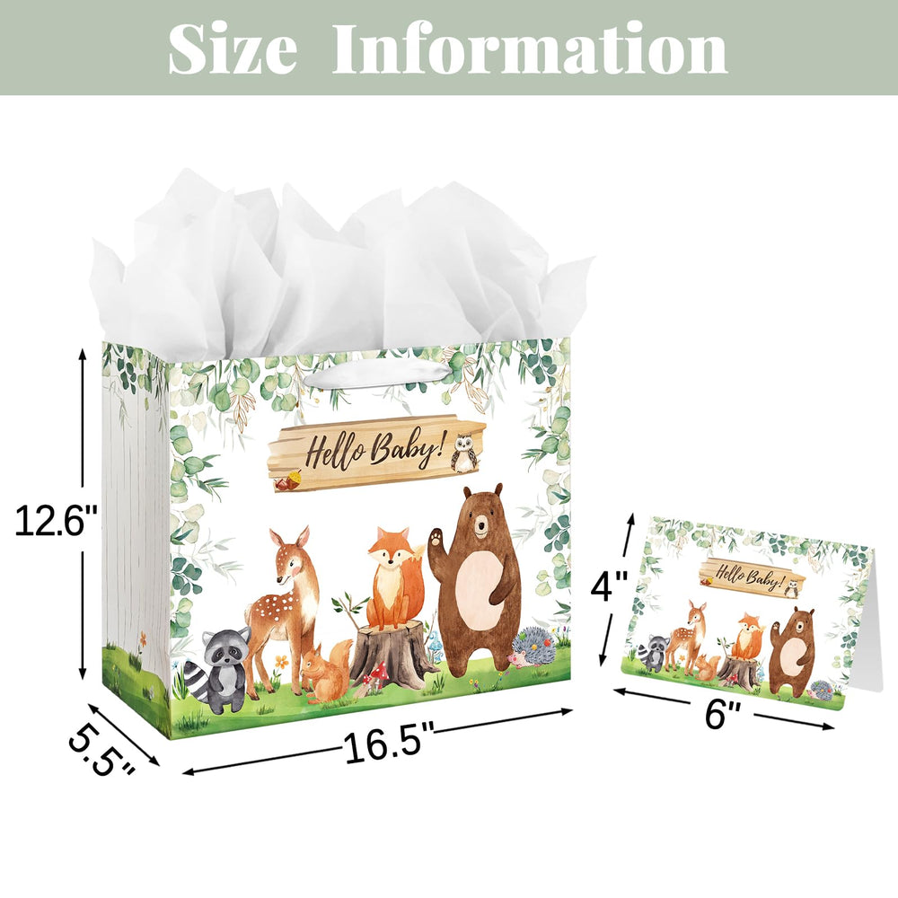 Laidans primer plano animales del bosque con mensaje Hello Baby, añade encanto