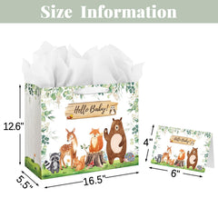 Laidans primer plano animales del bosque con mensaje Hello Baby, añade encanto