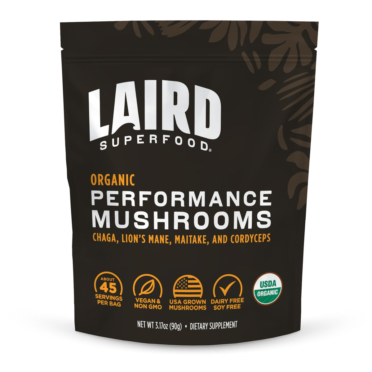 Laird Superfood frontal del empaque que muestra la bolsa y beneficio de conveniencia