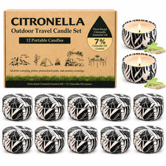 LAJDL pack frontal de 12 velas citronela, ideal para exteriores