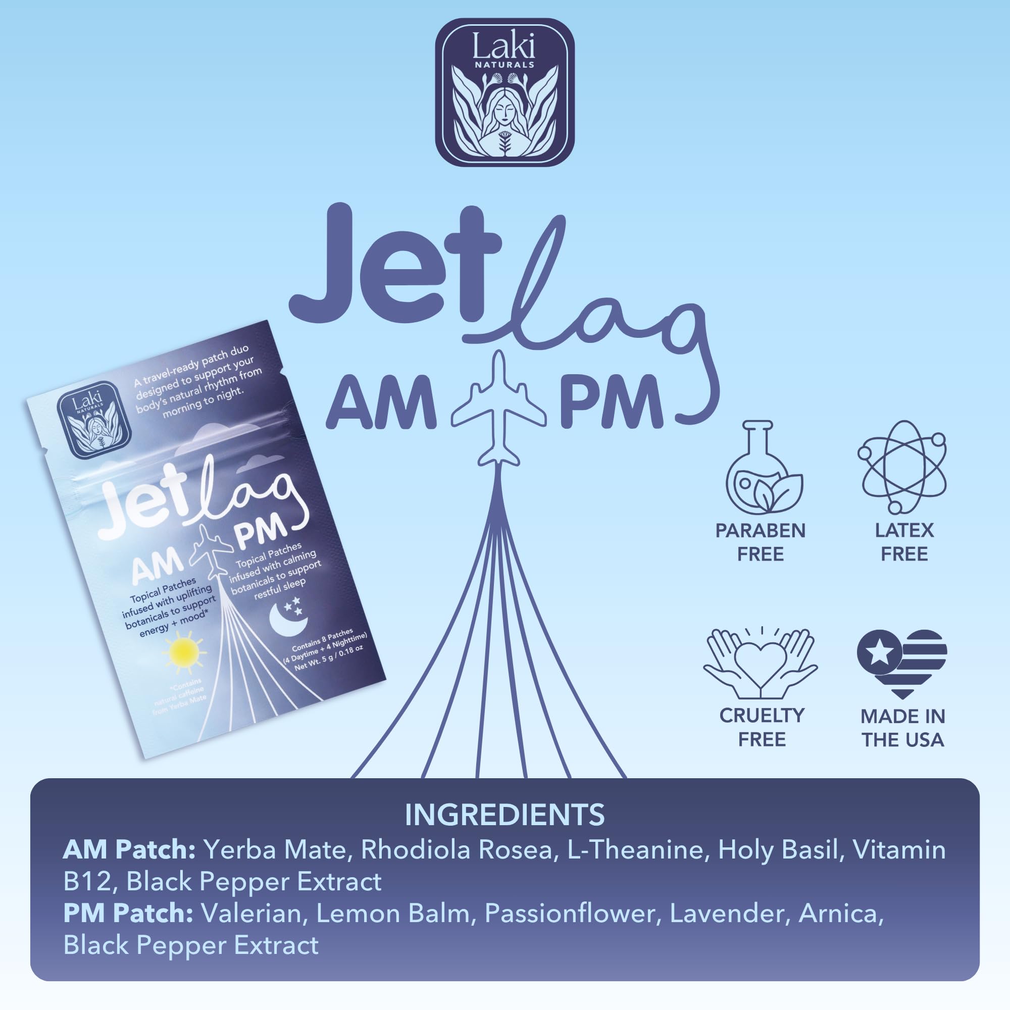 Laki Naturals estuche de viaje con parches dentro del neceser, práctico para vuelo