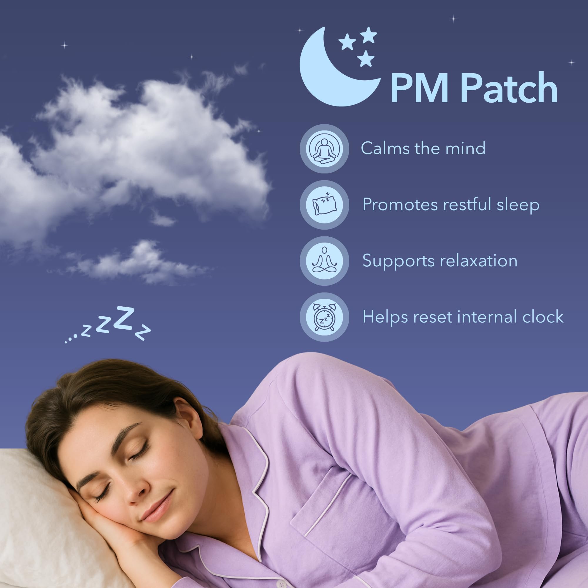 Laki Naturals parche PM con etiqueta clara para sueño y relajación nocturna