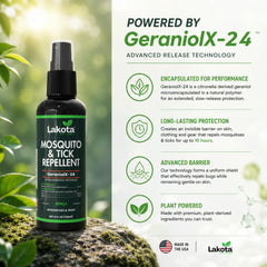 Lakota Naturals aplicación sobre prenda demostrando protección de ropa y equipo