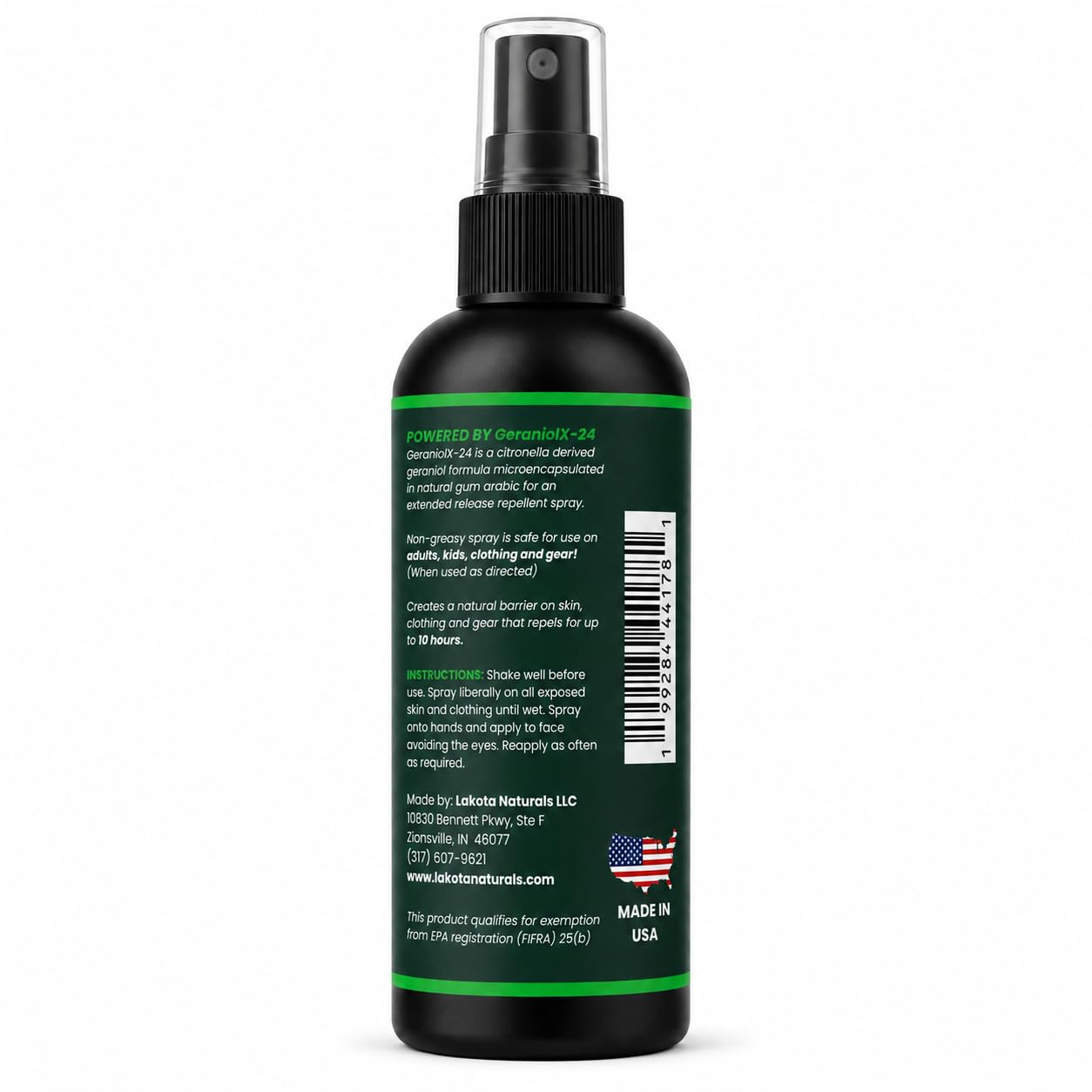 Lakota Naturals detalle del pulverizador pump para aplicación precisa y cómoda