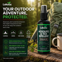 Lakota Naturals uso en camping ilustrando protección durante actividades al aire libre