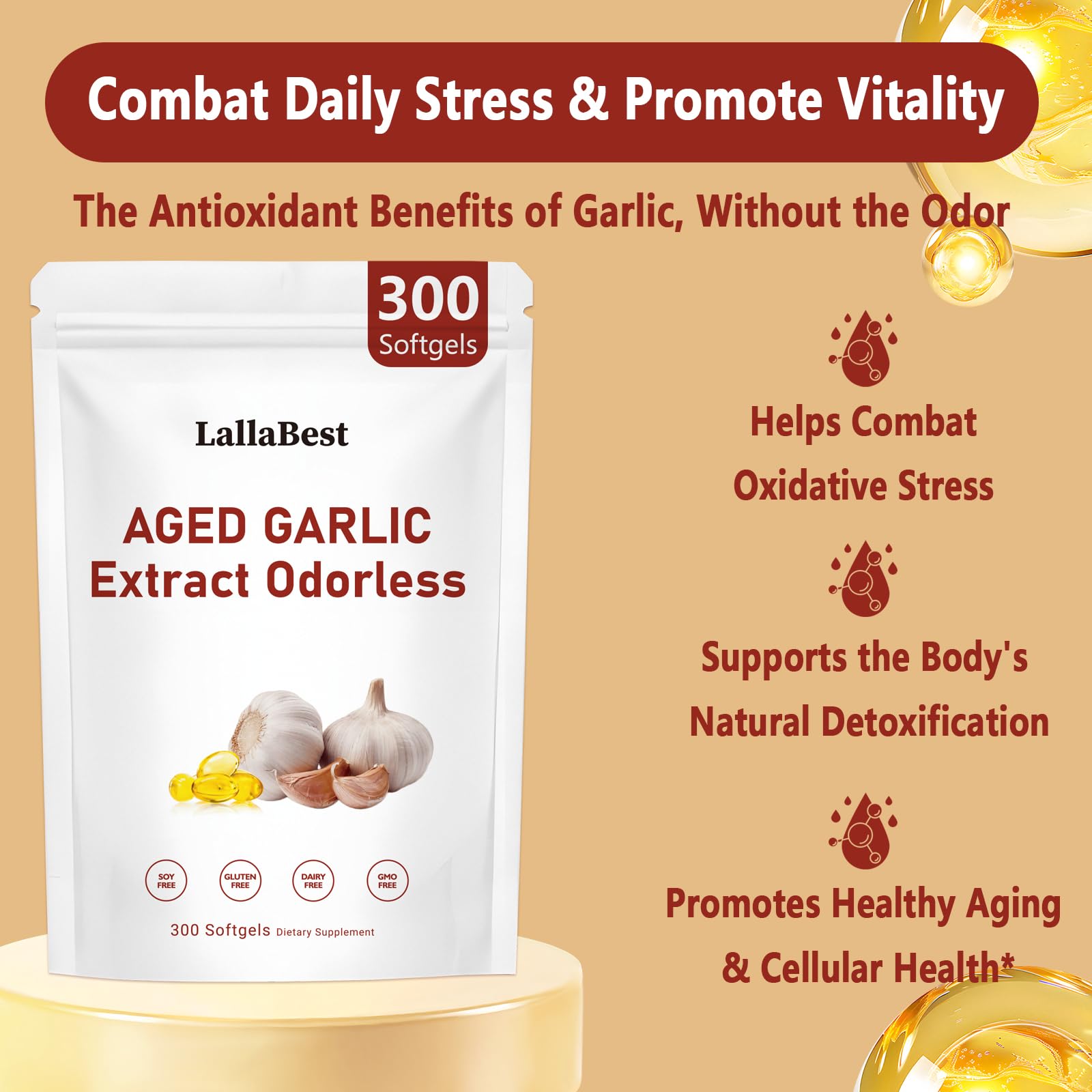 LallaBest primer plano softgel mostrando textura suave