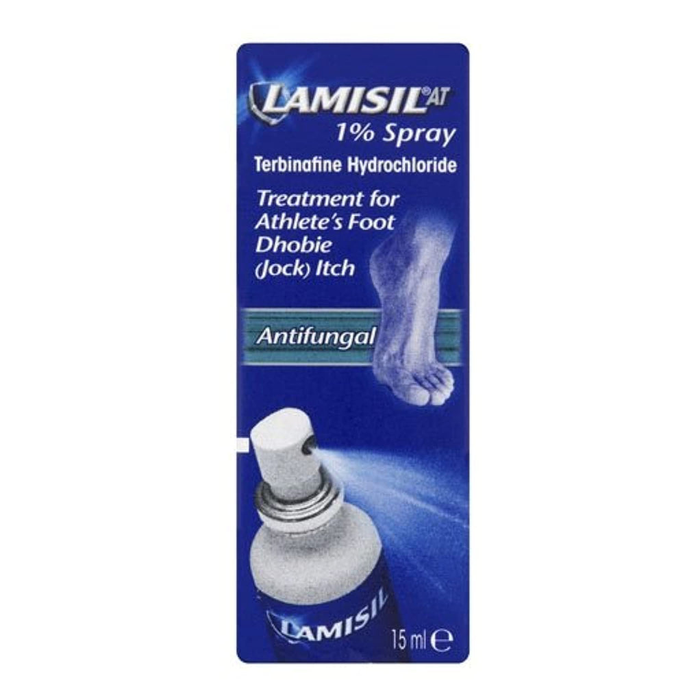 Lamisil envase 15ml frontal mostrando diseño y tamaño práctico para viajes