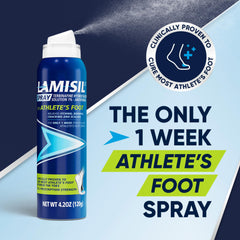 Detalle de la textura del spray Lamisil que seca rápido y protege