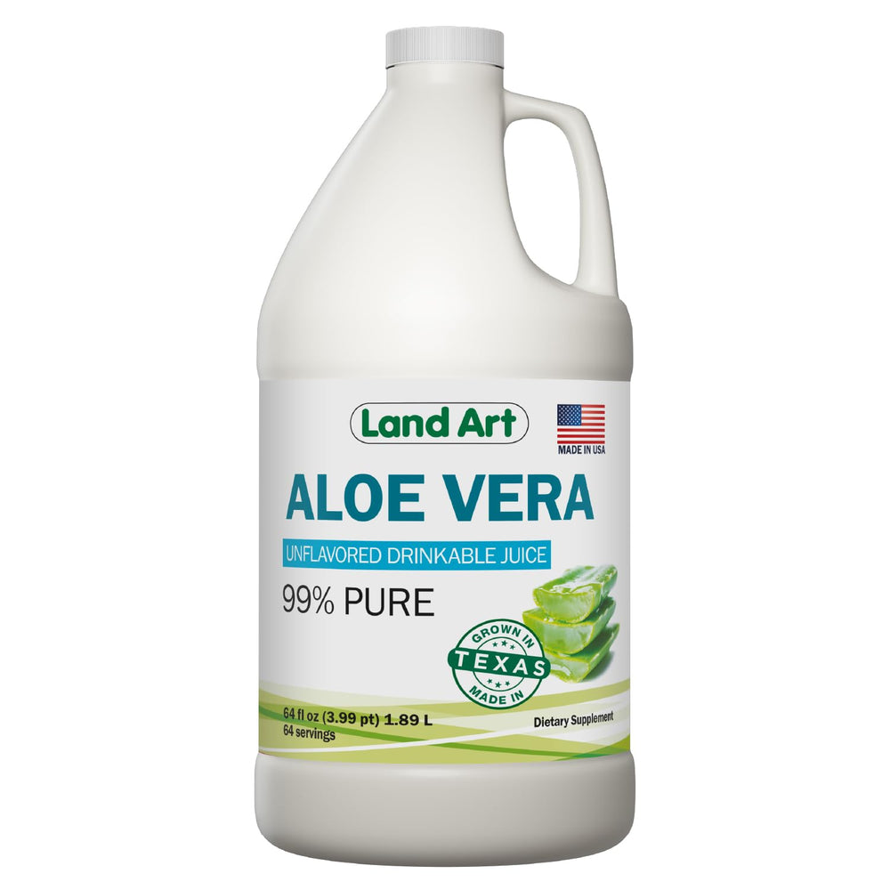 Land Art frente del envase que muestra 64 fl oz y pureza
