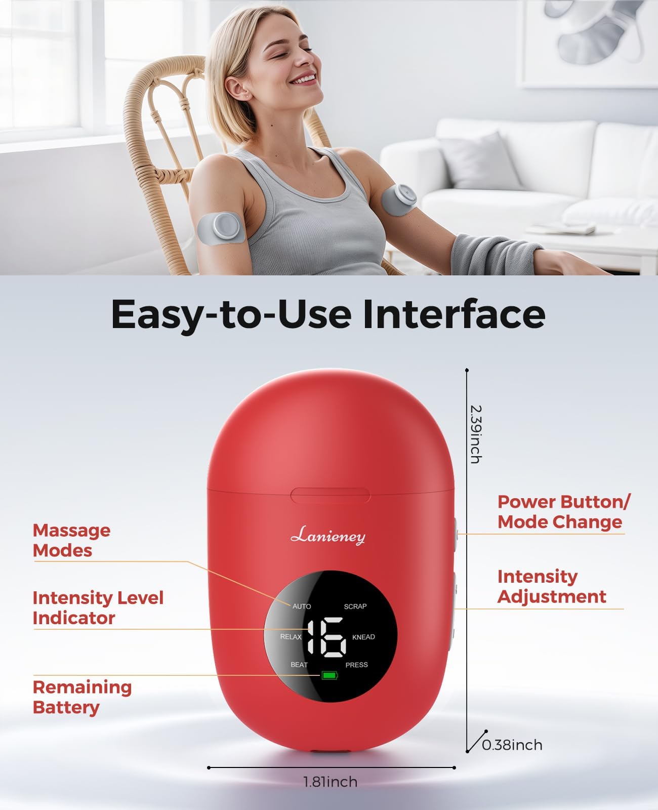Comparación de tamaño Lanieney U8PRO junto a smartphone portátil y ligero para viaje