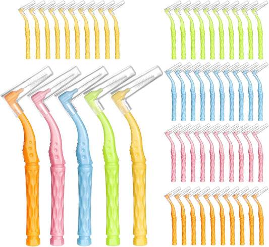 lanjue pack frontal mostrando 50 cepillos para limpieza interdental rápida