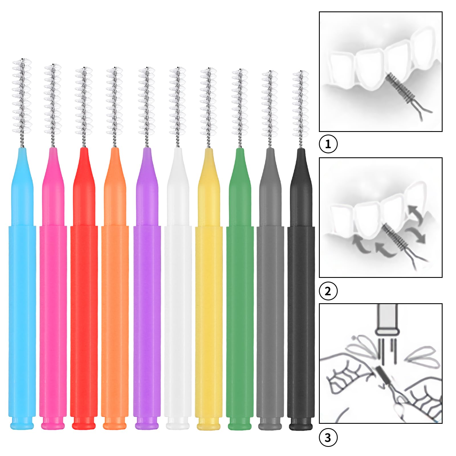 lanjue cepillo interproximal en uso alrededor de brackets con control