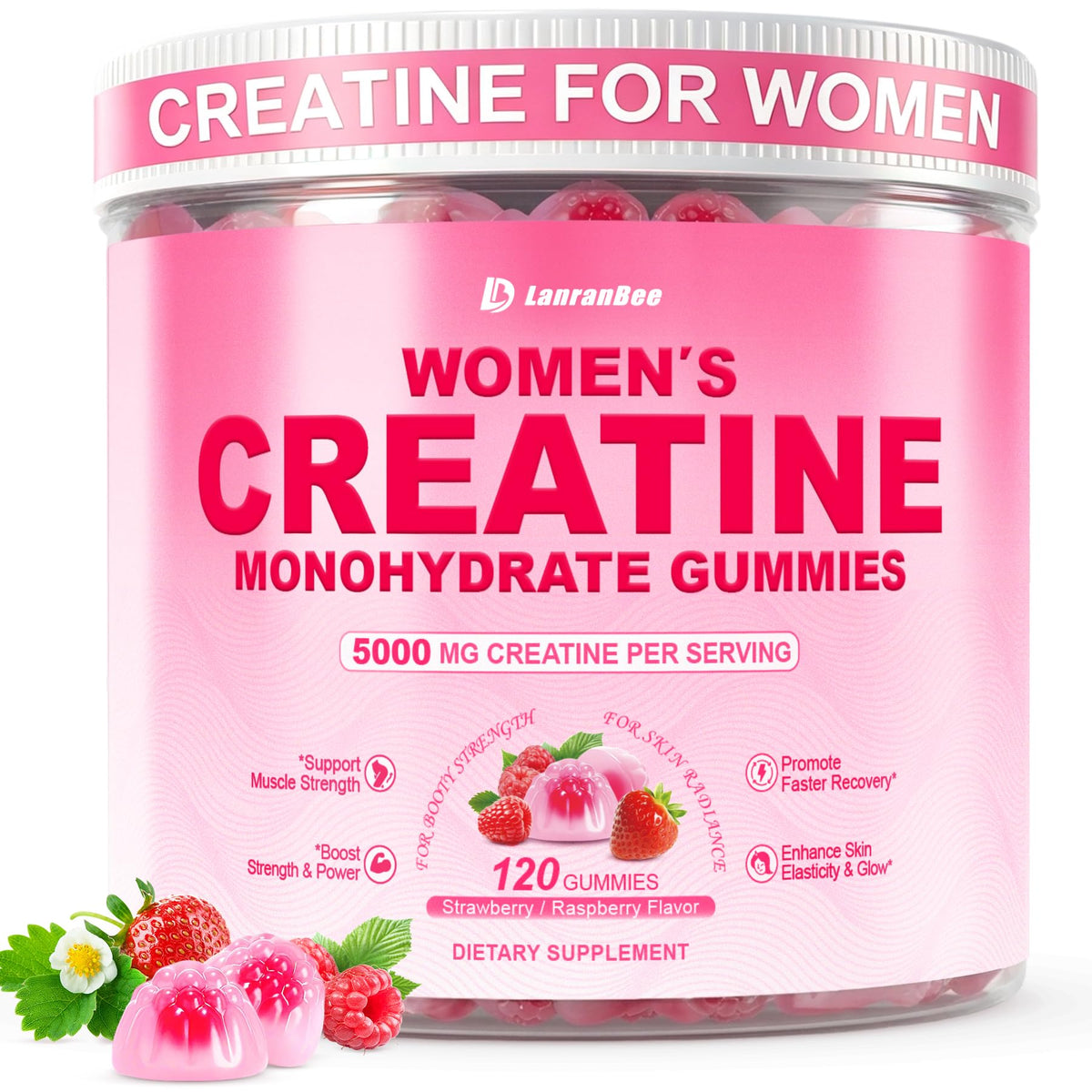 LanranBee empaque frontal mostrando gomitas y beneficios para entrenamiento