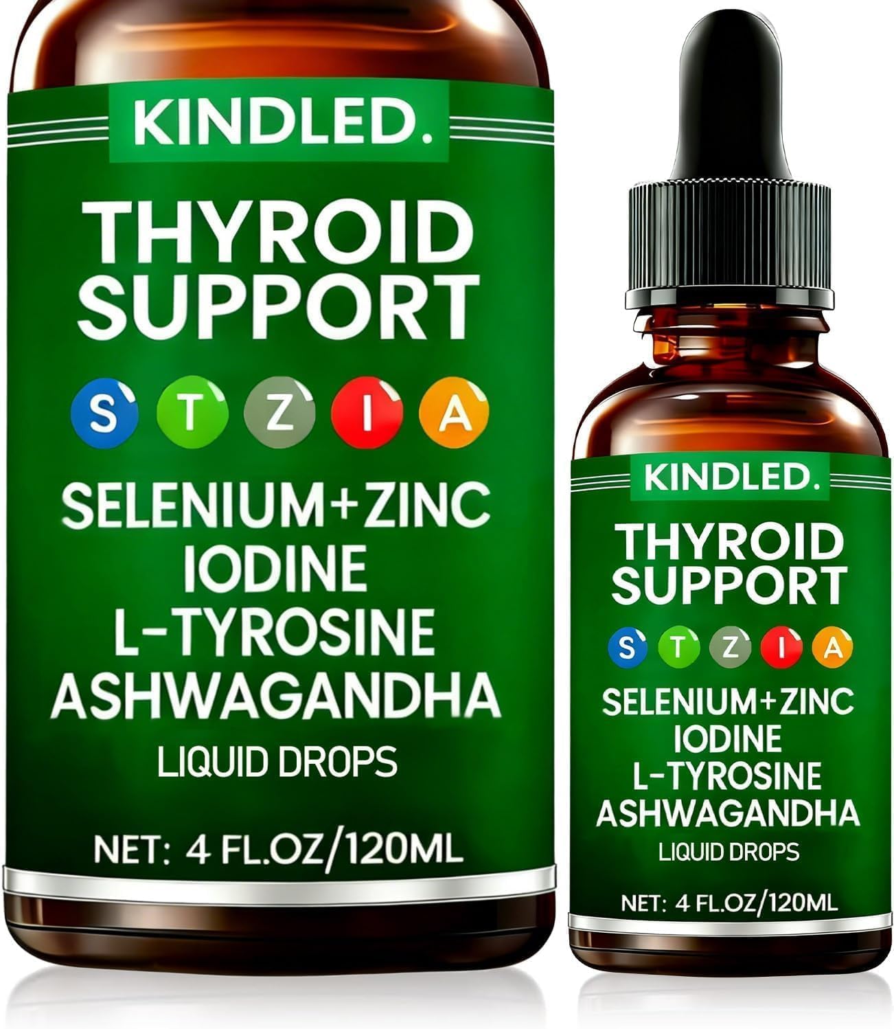 LANZF botella frontal del suplemento Kindled mostrando envase y volumen